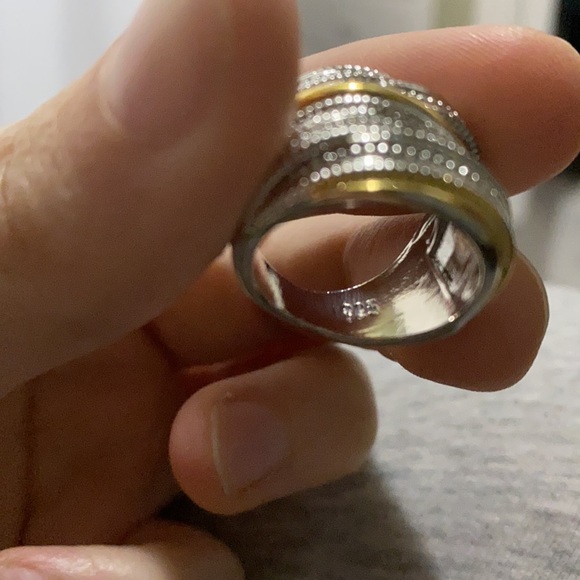 NEW Stamped 925 Silver Two tone ring - Picture 5 of 6